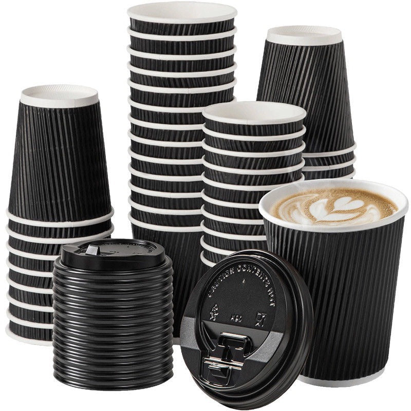 Double-layer thick anti-scald paper cup, hot drink ripple cup