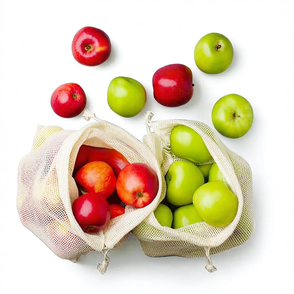 Organic Cotton Mesh Drawstring Bag