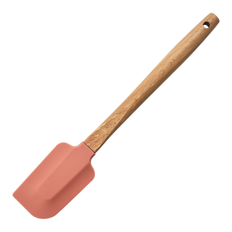 Round wooden handle silicone spatula baking tool