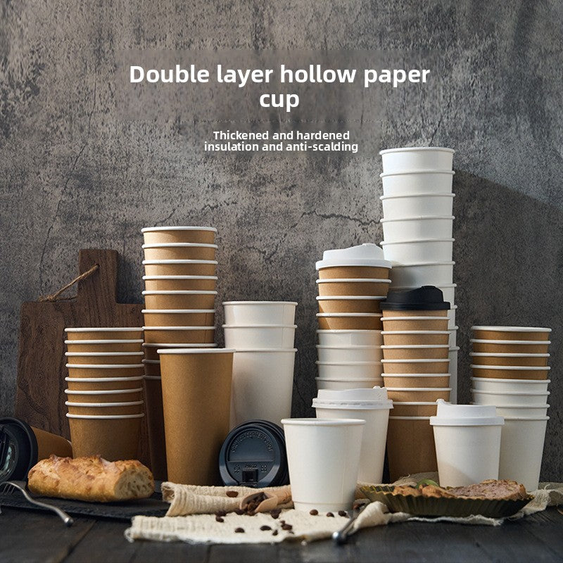 Thickened double-layer heat-resistant hot drink cup with lid