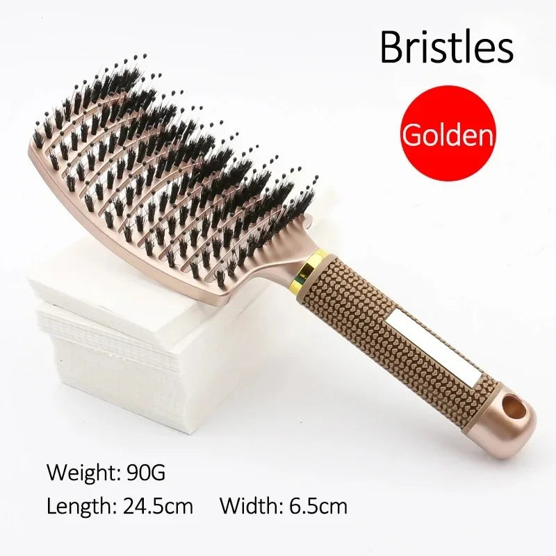 Hair Brush Scalp Massage Comb Hairbrush Boar Bristle Nylon Women Wet Curly Detangle Hair Brush Salon Hairdressing Styling Tool