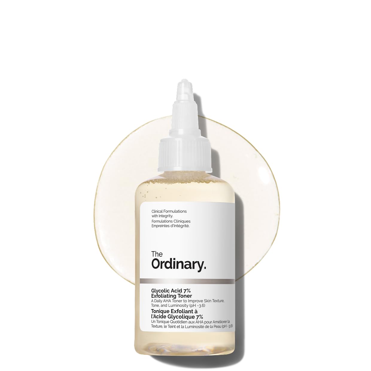 The Ordinary Glycolic Acid 7% Exfoliating Toner, Brightening and Smoothing Daily Toner for More Even-Looking Skin Tone, 3.4 Fl Oz