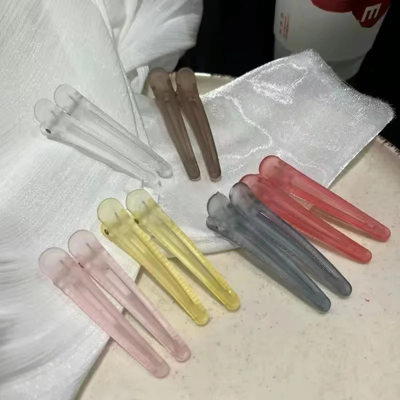 2Pcs/Lot 7.5cm Plastic Candy Colors Hairdressing Duckbill Clip Hairpins Hair Care Hair Clamps Styling Tools Professional Salon