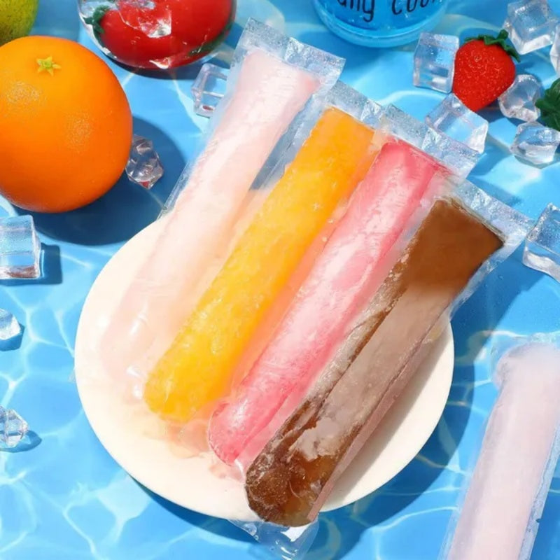 320 Pcs Disposable Beverage Packaging Bag Ice Popsicle Mold Bags With 2 Pcs Orange Funnels DIY Ice Lolly Bags BPA Free Freezer Tubes With Zip Seals For Summer Halloween Birthday Party