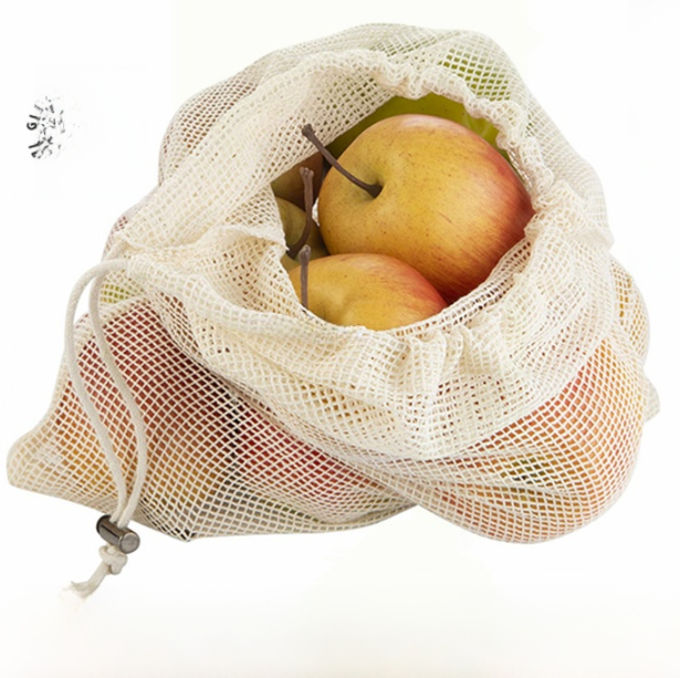 Organic Cotton Mesh Drawstring Bag