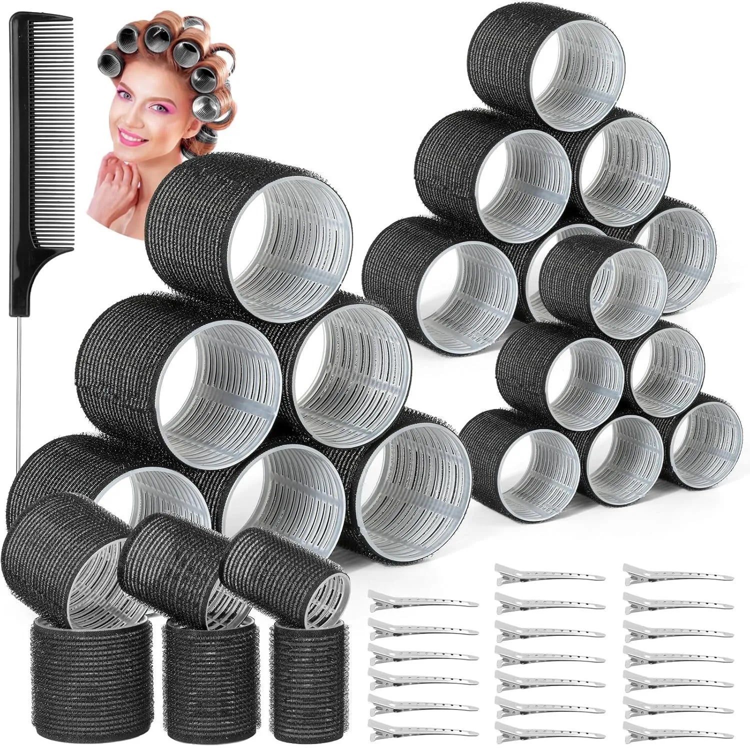 Hair Curling Rollers in Various Sizes for DIY Lazy Hair Styling, Air Bangs Curlers, Plastic Hair Curling Tool