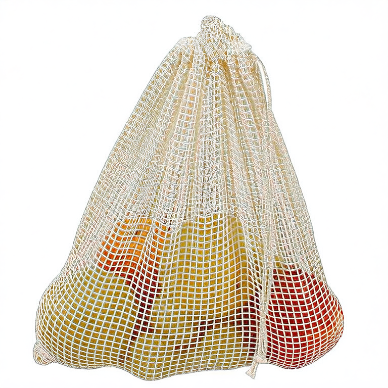 Organic Cotton Mesh Drawstring Bag