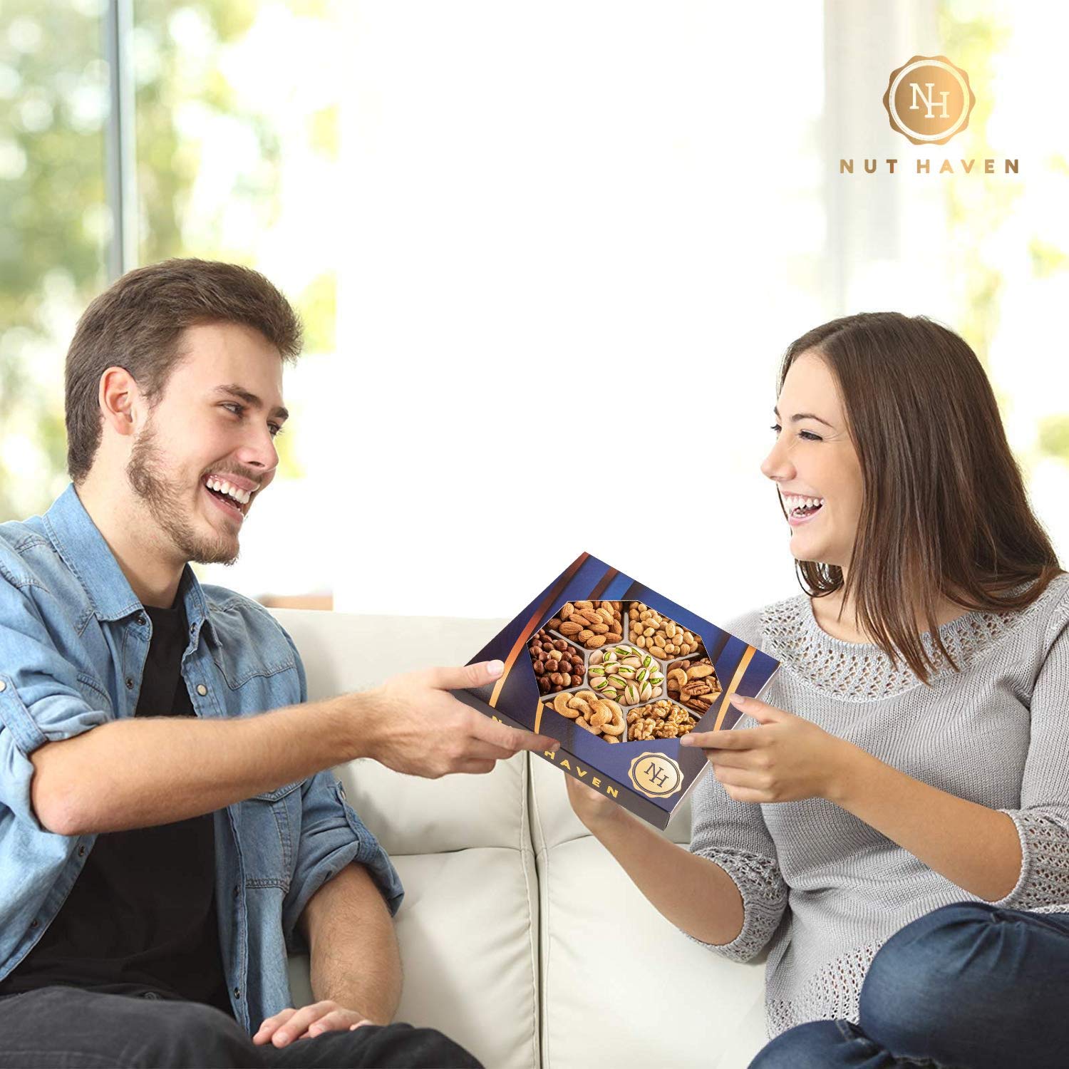 Holiday Christmas Nuts Gift Basket - Assortment of Sweet & Roasted Salted Gourmet Nuts - Assorted Food Gift Box for Christmas, Holiday, Family, Sympathy, Men & Women.