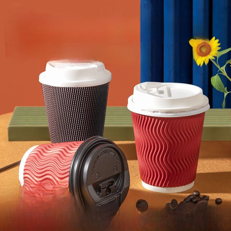 Double-layer thick anti-scald paper cup, hot drink ripple cup