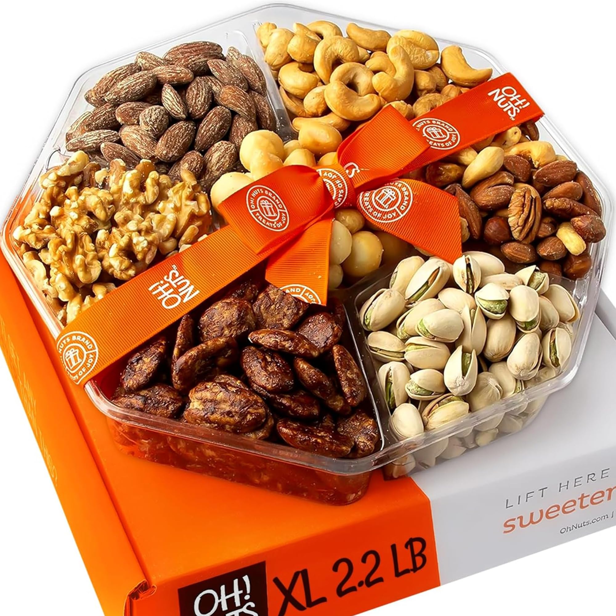 Oh! Nuts 7 Variety Nuts Gift Basket - Healthy Food Assorted Nuts Gifts Baskets - Holiday Gourmet Gift Boxes - Gift Box Ideas for Birthday, Corporate, Men and Women - Large Premium
