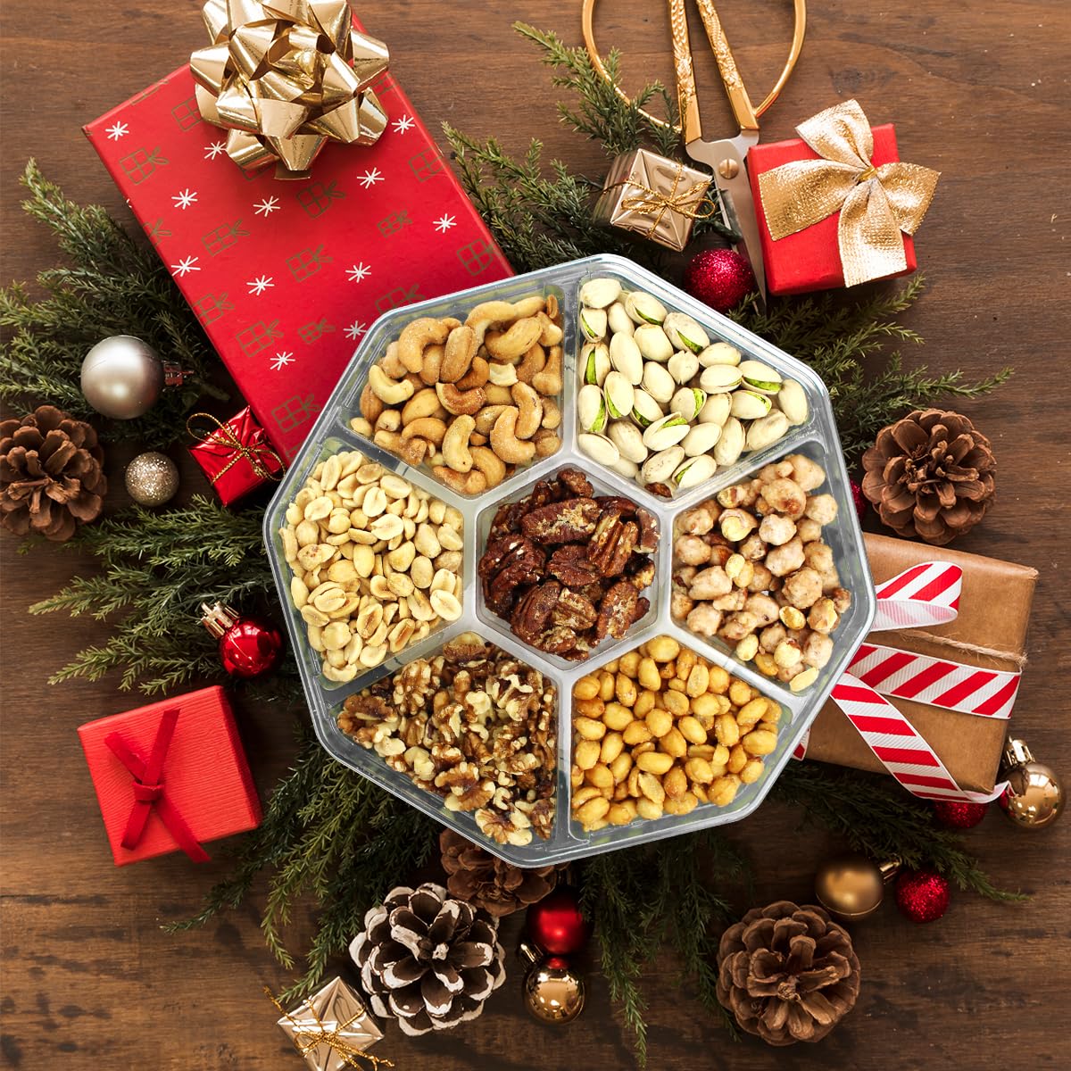 Holiday Nuts gift Basket - Gourmet Food Gift Basket With a Variety of Freshly Roasted Nuts - Beautifully Packaged Gift for Birthday, Sympathy. (Large Family Pack)