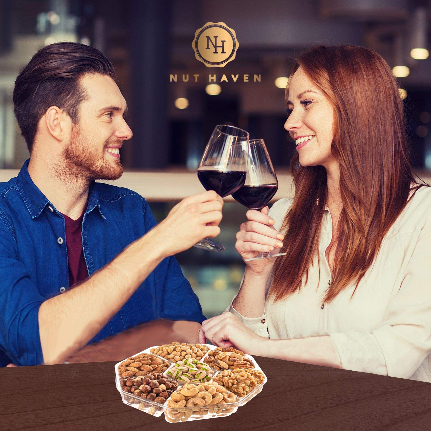 Holiday Christmas Nuts Gift Basket - Assortment of Sweet & Roasted Salted Gourmet Nuts - Assorted Food Gift Box for Christmas, Holiday, Family, Sympathy, Men & Women.