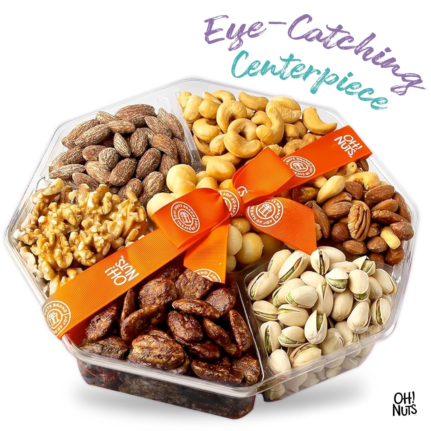 Oh! Nuts 7 Variety Nuts Gift Basket - Healthy Food Assorted Nuts Gifts Baskets - Holiday Gourmet Gift Boxes - Gift Box Ideas for Birthday, Corporate, Men and Women - Large Premium