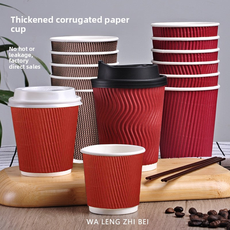 Double-layer thick anti-scald paper cup, hot drink ripple cup