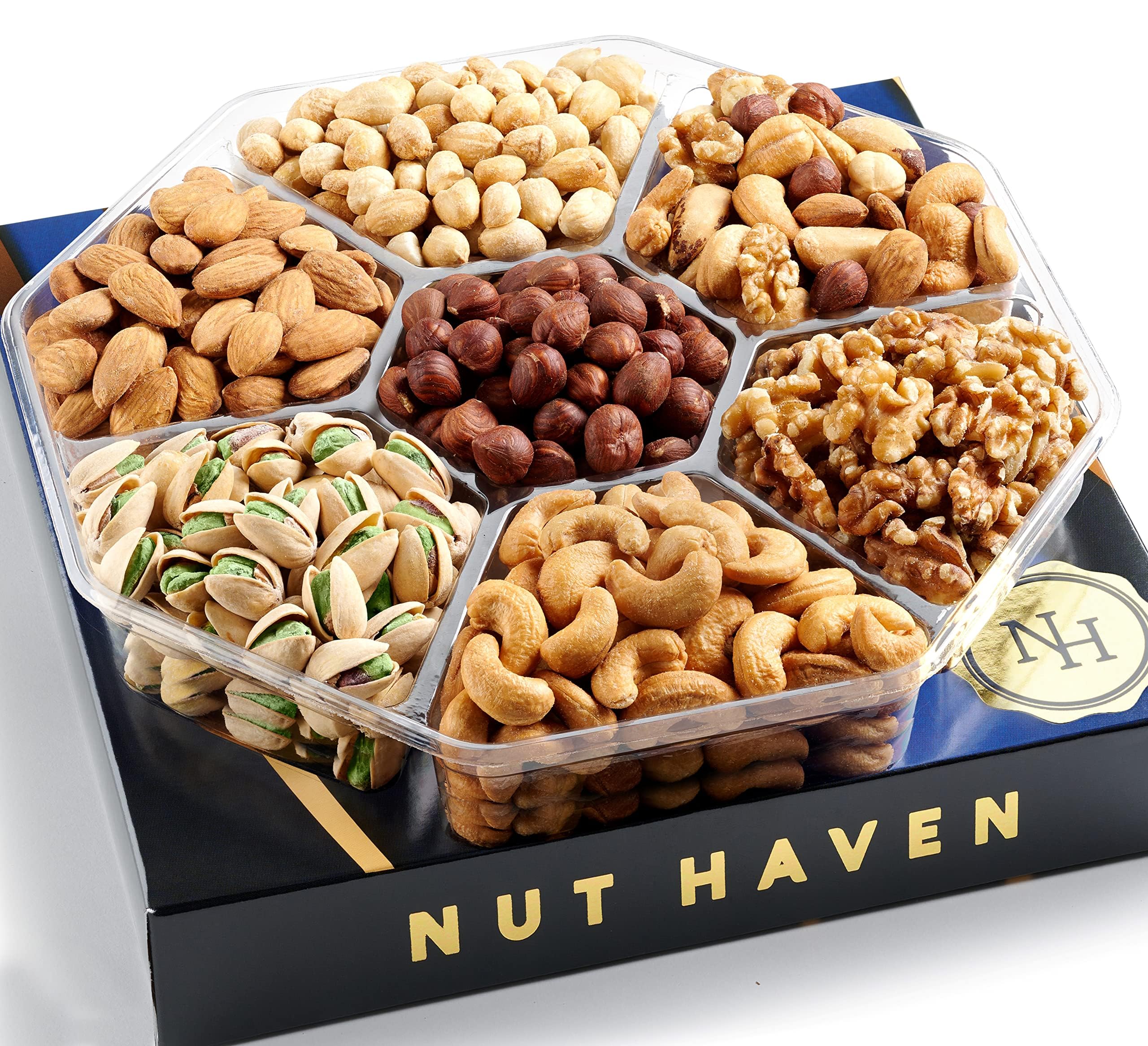 Holiday Christmas Nuts Gift Basket - Assortment of Sweet & Roasted Salted Gourmet Nuts - Assorted Food Gift Box for Christmas, Holiday, Family, Sympathy, Men & Women.