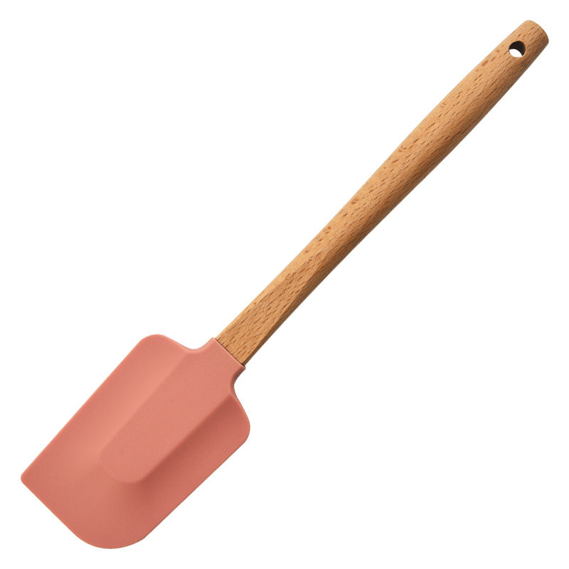 Round wooden handle silicone spatula baking tool