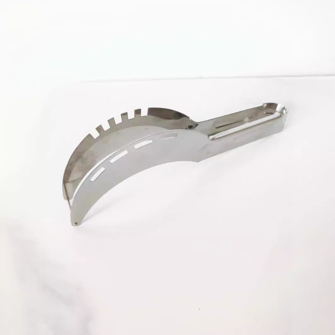 A stainless steel watermelon cutting tool