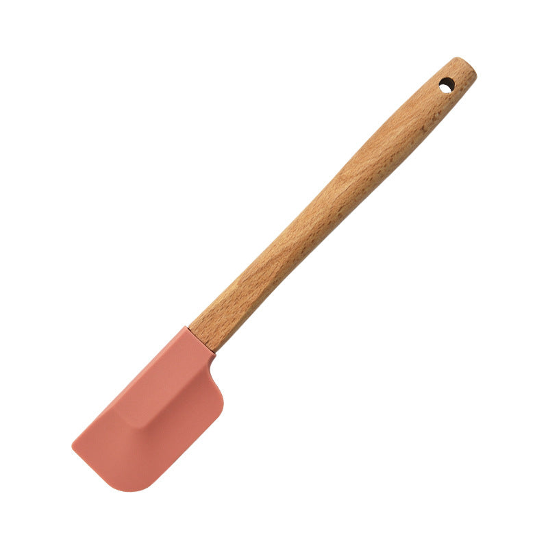 Round wooden handle silicone spatula baking tool
