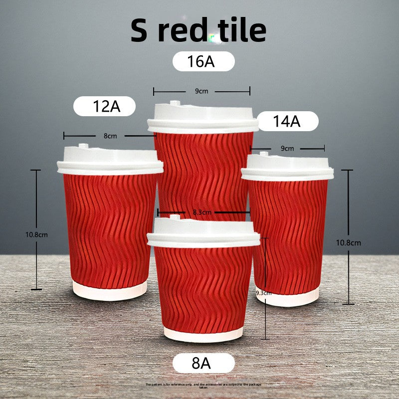 Double-layer thick anti-scald paper cup, hot drink ripple cup