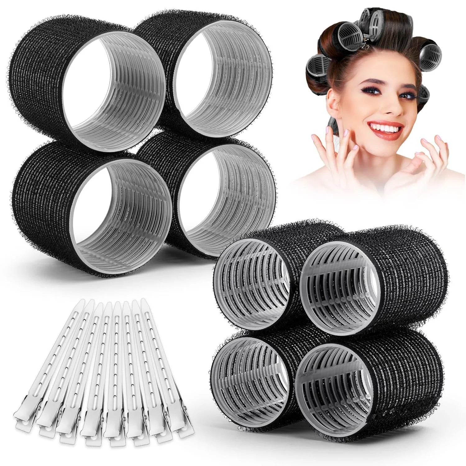 Hair Curling Rollers in Various Sizes for DIY Lazy Hair Styling, Air Bangs Curlers, Plastic Hair Curling Tool