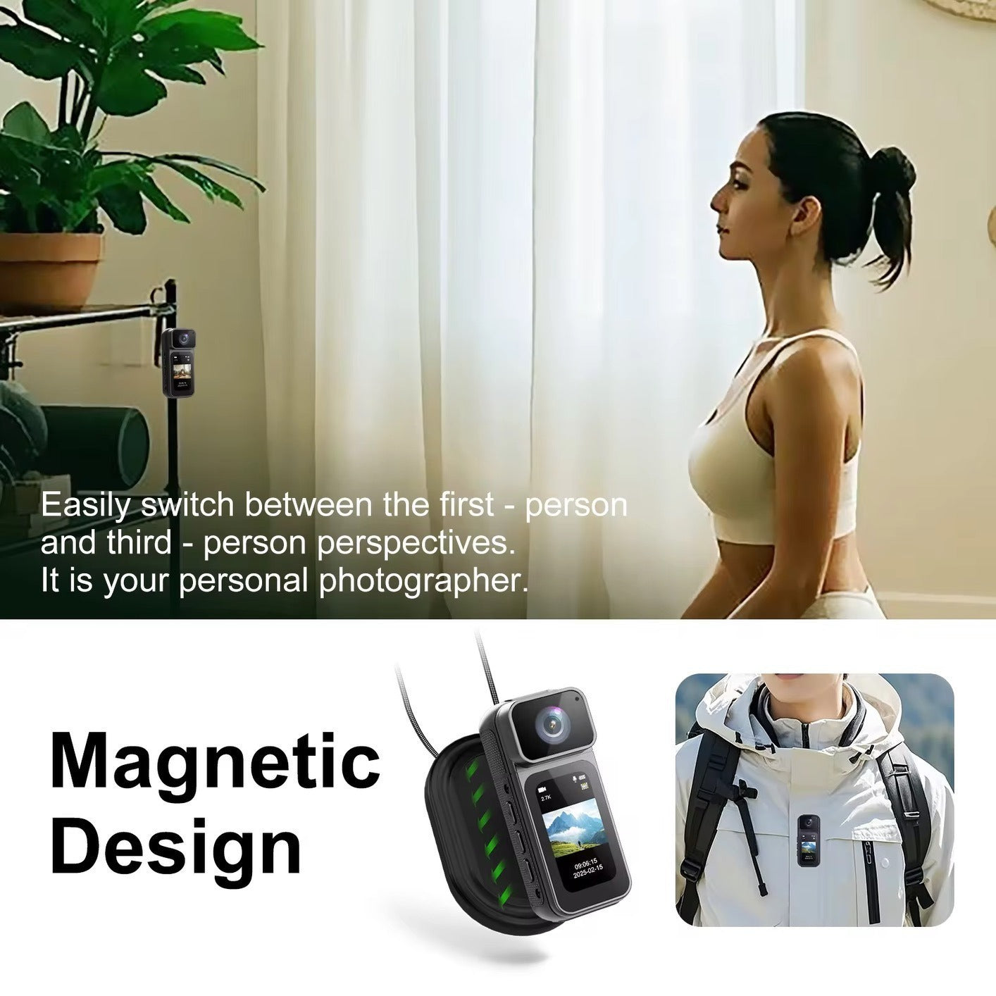 S80 2K HD Rotating Magnetic Action Camera for Cycling and Sports