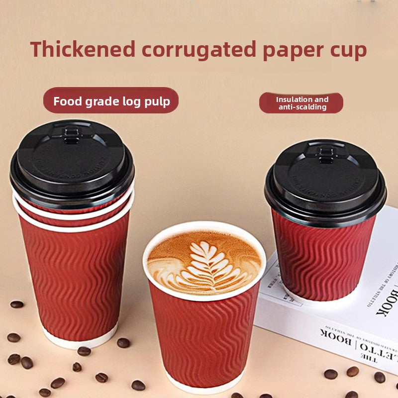 Double-layer thick anti-scald paper cup, hot drink ripple cup
