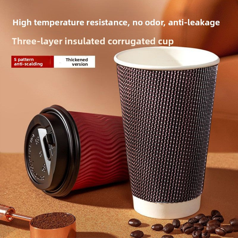 Double-layer thick anti-scald paper cup, hot drink ripple cup
