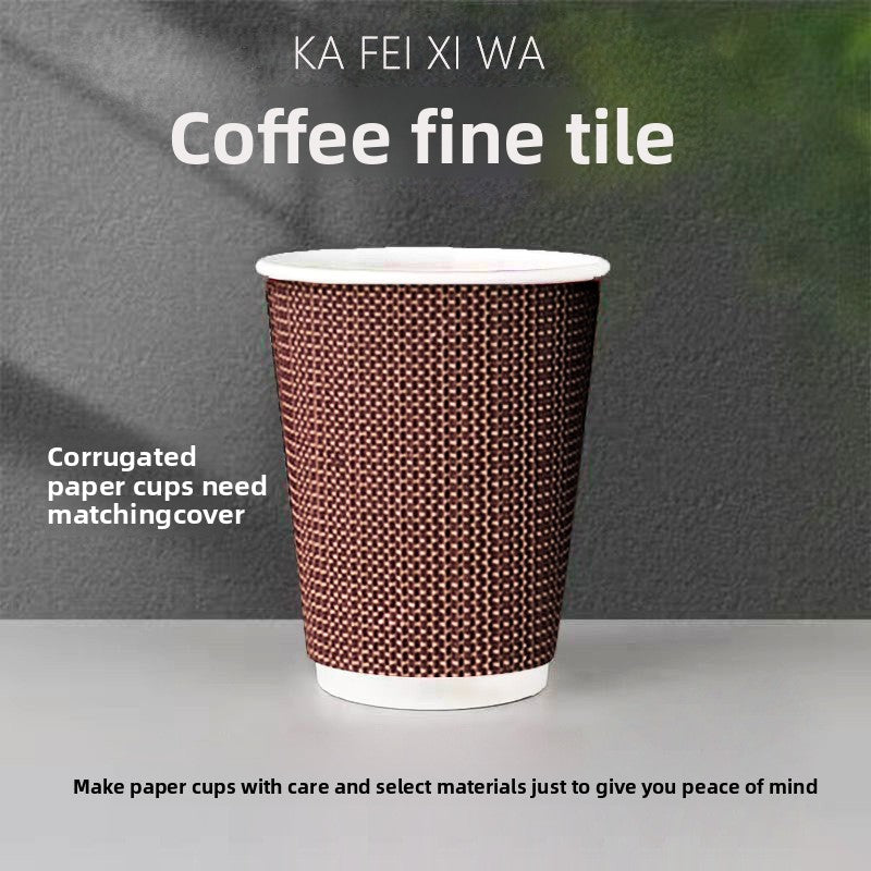 Double-layer thick anti-scald paper cup, hot drink ripple cup