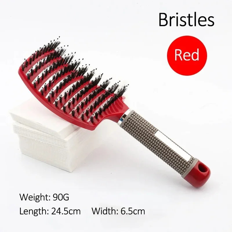 Hair Brush Scalp Massage Comb Hairbrush Boar Bristle Nylon Women Wet Curly Detangle Hair Brush Salon Hairdressing Styling Tool